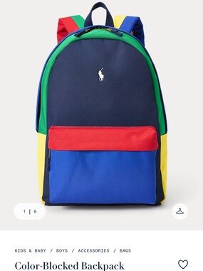 Polo by Ralph Lauren Navy, Blue, Red, Green & Yellow Colorblock Backpack
